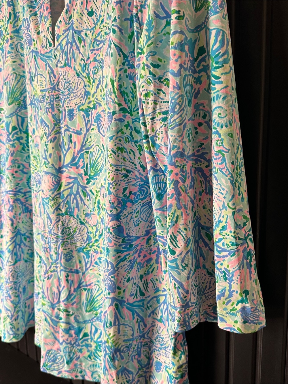Lilly Pulitzer Soleil It On Me Surf Blue and Pink Mixed-Print Tunic - Picture 9 of 11